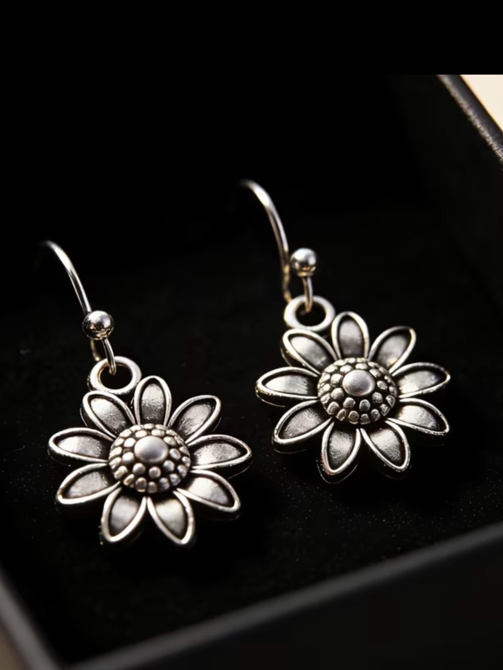 Silver Daisy Drop Earrings - Women Jewelry
